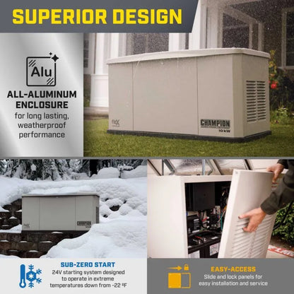 Champion 22 kW Whole House Home Standby Generator and 100A Switch with fleX Technology