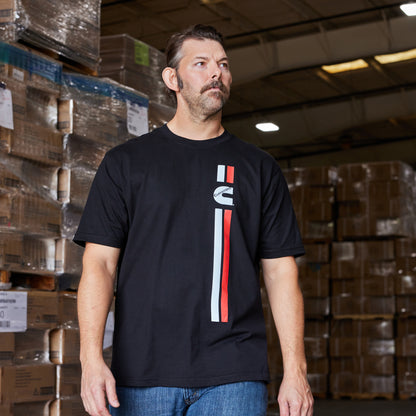 Vertical Racing Stripe T-Shirt Black L