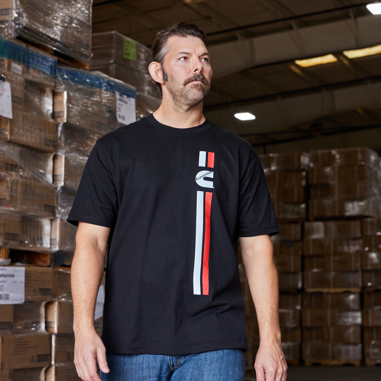 Vertical Racing Stripe T-Shirt Black 3XL