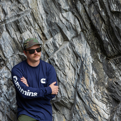 Mens Navy Blue LS T-Shirt WHT Wordmark M