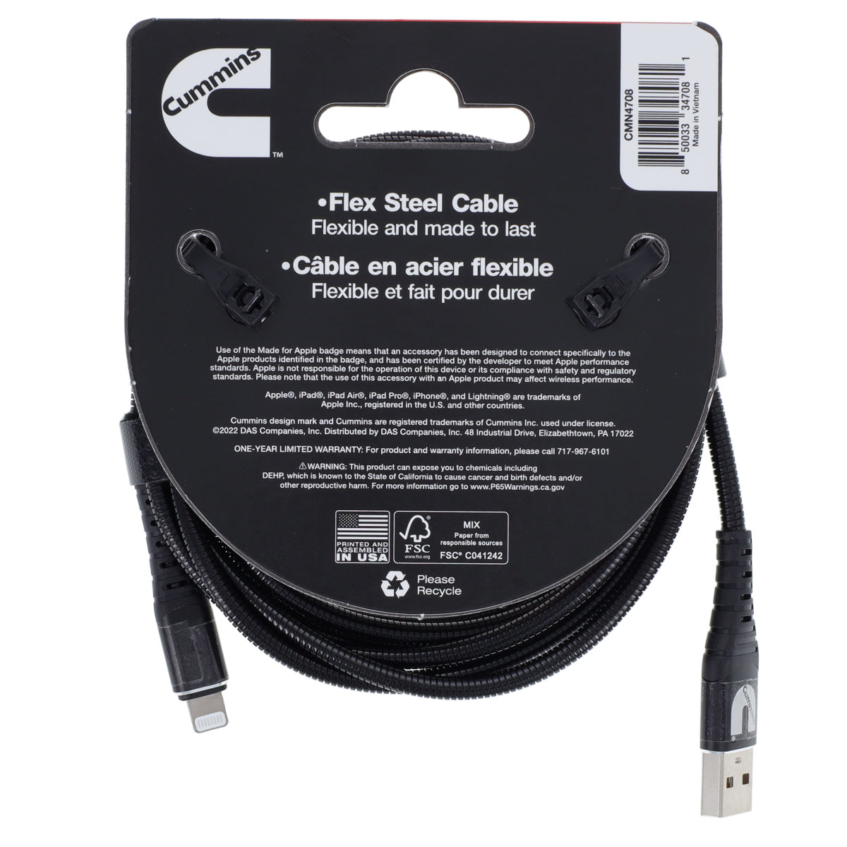 8ft Lightning to USB Flex Steel Cable
