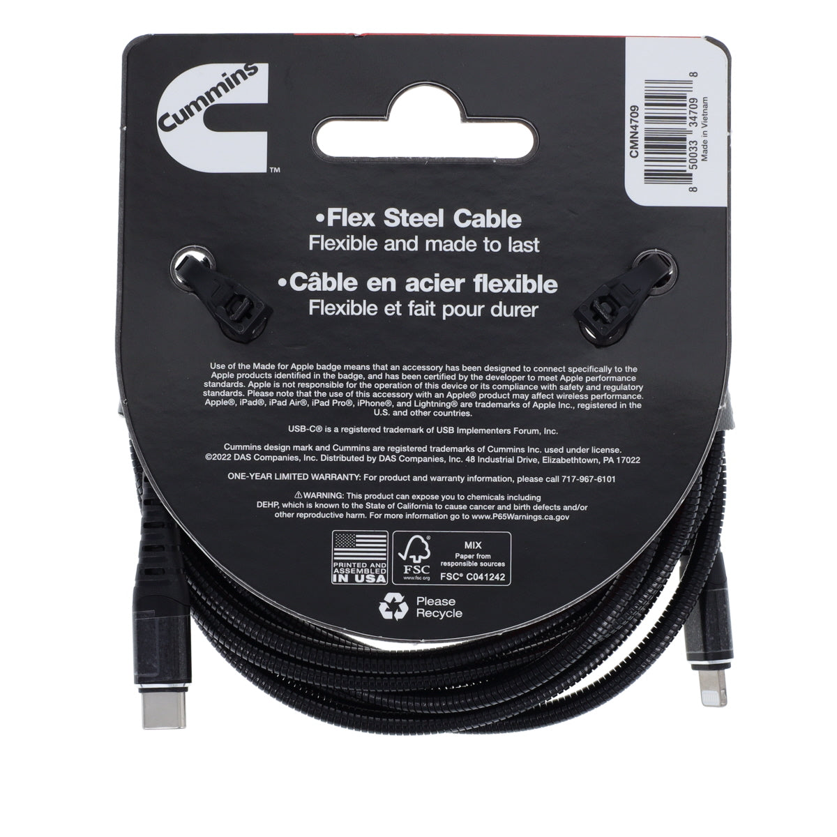 8ft Lightning to USB-C Flex Steel Cable