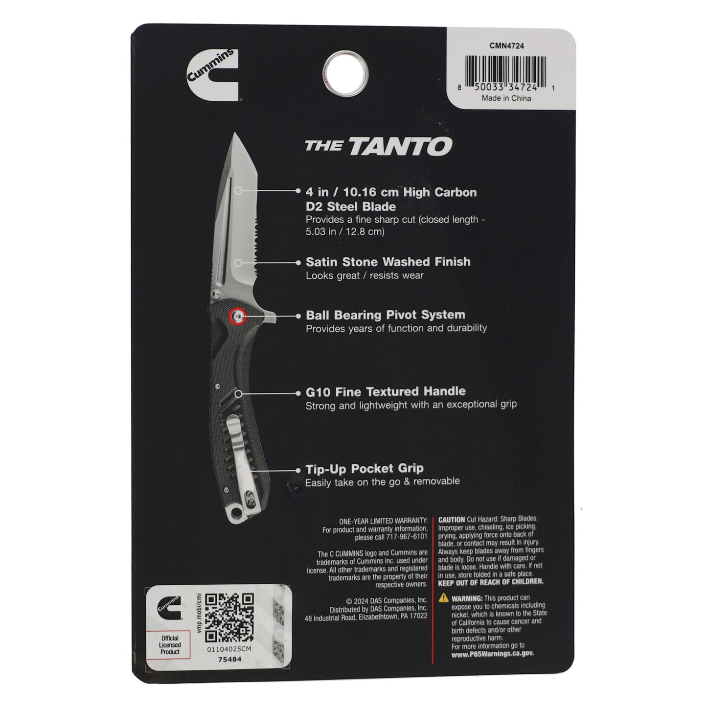 Tanto Pocket Knife 4in Blade