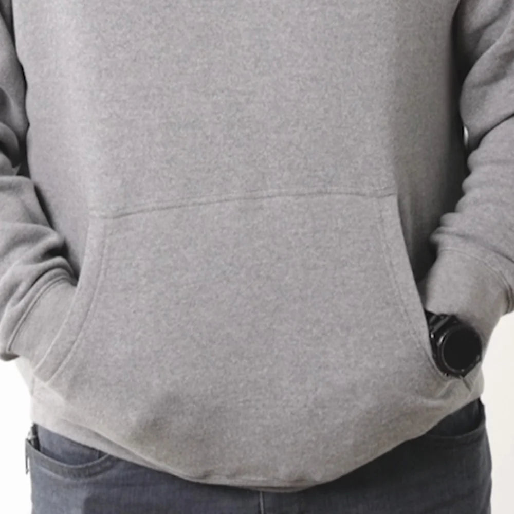 Mens Pullover Fleece Hoodie Htr Gry Lg