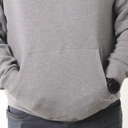 Mens Pullover Fleece Hoodie Htr Gry Lg