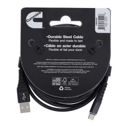 8ft USB-C to USB Flex Steel Cable