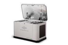 Portable power station with open cover on a white background